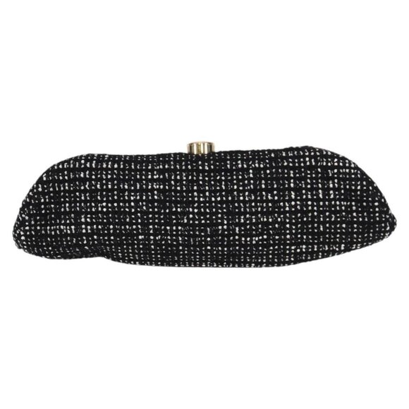 CHANEL Clutch Bag Tweed Black Gold CC Auth 124606AV - Picture 3 of 16